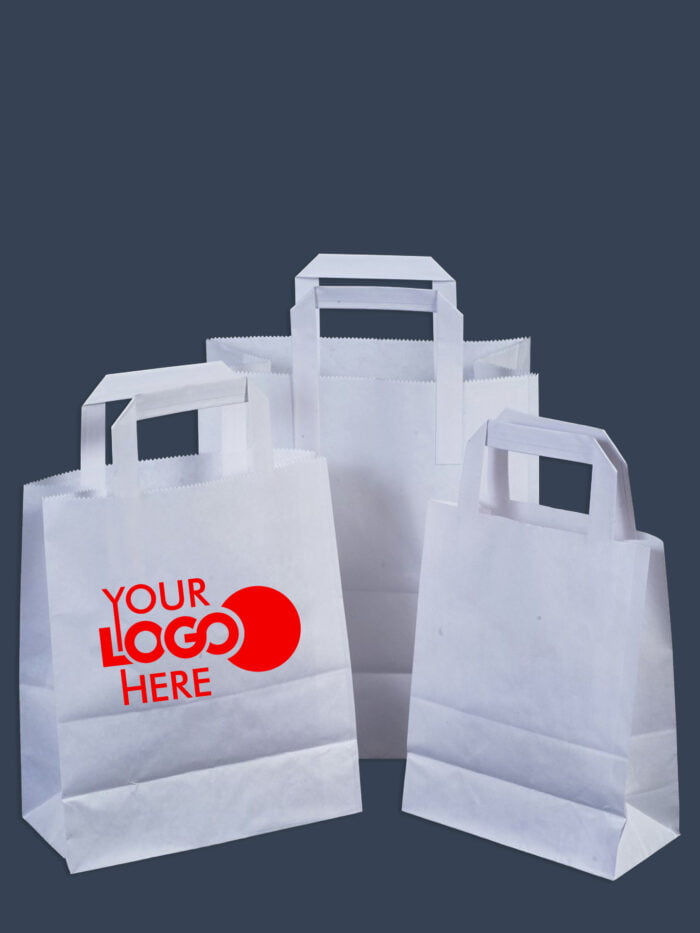 Custom Printed Take Away White Paper Bags